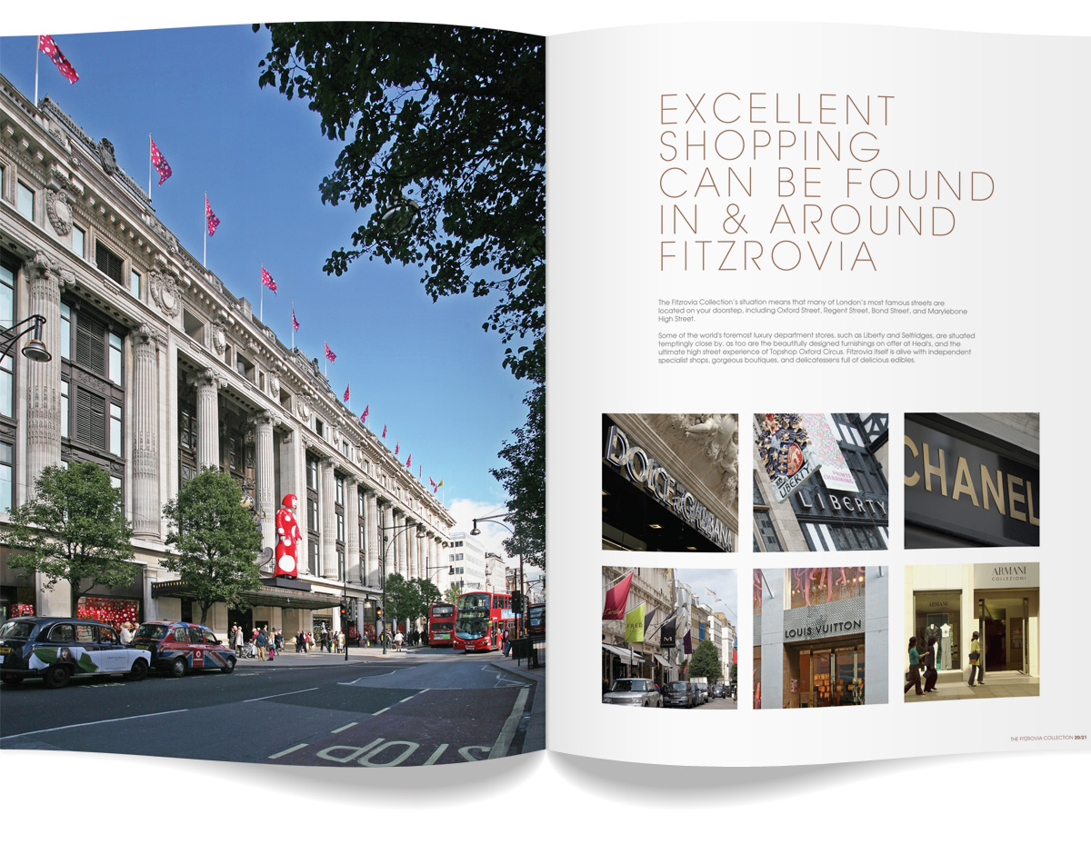 Printed marketing material for The Fitzrovia Collection