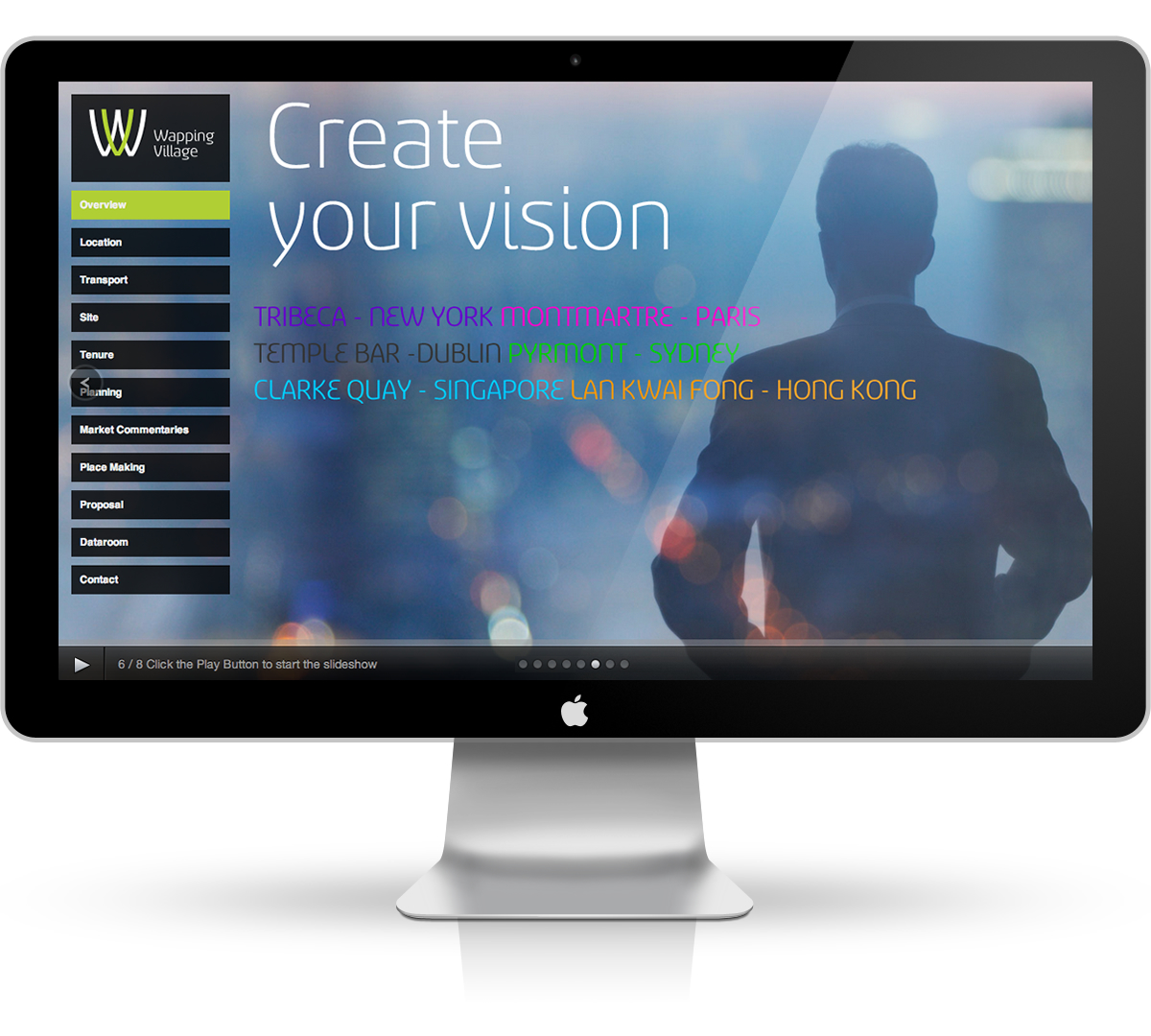 Desktop view of Wapping Village presentation
